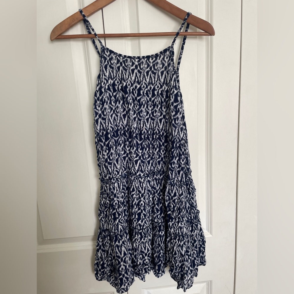 Navy and White Patterned Mini Dress